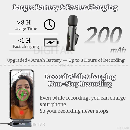 Vista 4 de Micrófono Lavalier inalámbrico para PC/iPhone/Android/iPad, micrófonos de clip para grabación de audio y video, micrófonos de solapa USB Bluetooth