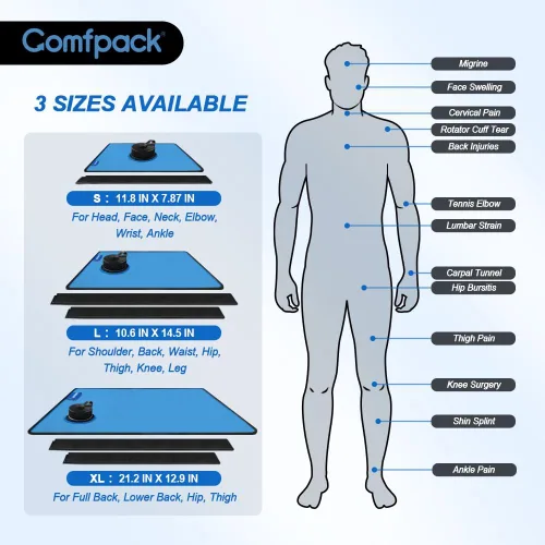 Vista 7 de Comfpack Pequeña bolsa de hielo recargable para lesiones, bolsa de agua helada de viaje de 11.8 x 7.8 pulgadas con correa para terapia de frío