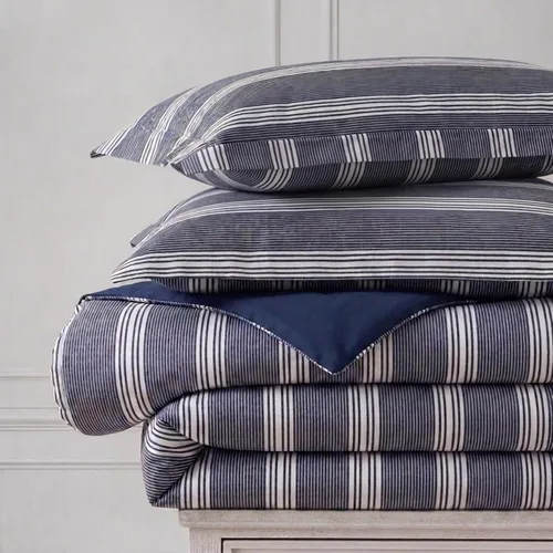 Vista 4 de Nautica - Juego de edredón tamaño Queen, ropa de cama reversible de algodón con fundas a juego y bolsa de lavandería reutilizable, peso medio Craver