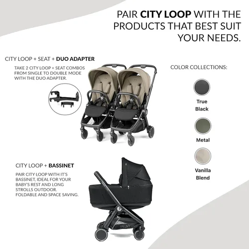 Vista 3 de PEG City Loop - Conjunto de asiento de coche y cochecito infantil con Primo Viaggio Urban Mobility Car Seat Sistema de viaje compacto de bebé a