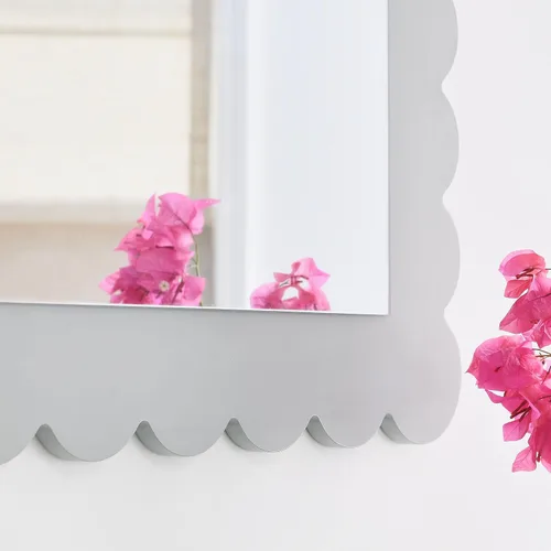 Vista 5 de Modway Emmeline Espejo de pared rectangular festoneado en gris claro
