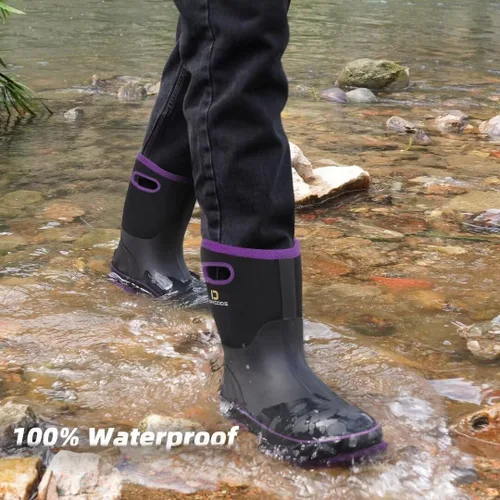 Vista 5 de D DRYCODE Rubber Boots for Women, Rain Boots with Warm Neoprene, Waterproof Mid Calf Mud Insulated Work Boots for Womens Gardening, Farming