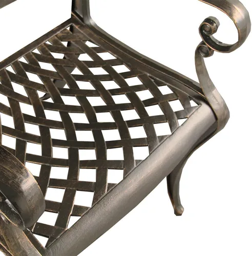 Vista 8 de Silla de comedor de patio de rosas negras de aluminio fundido tradicional al aire libre ornamentada Negro