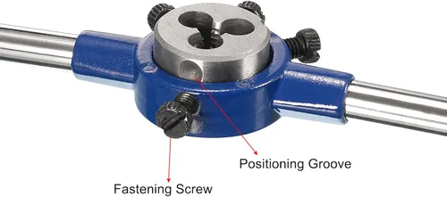 Vista 4 de uxcell Juego de llaves de mango redondo, troquel de rosca UNC #4-40 y soporte de troquel de 0.787 in