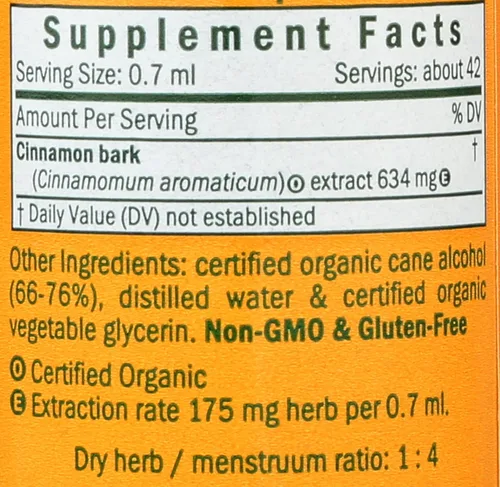 Vista 3 de Herb Pharm Extracto líquido de canela orgánico certificado para apoyo cardiovascular y circulatorio, 1 onza