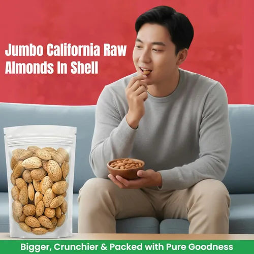 Vista 5 de We Got Nuts - Almendras de California Jumbo con cáscara, 5 libras (80 onzas), almendras crudas kosher de alta calidad - Bocadillo natural