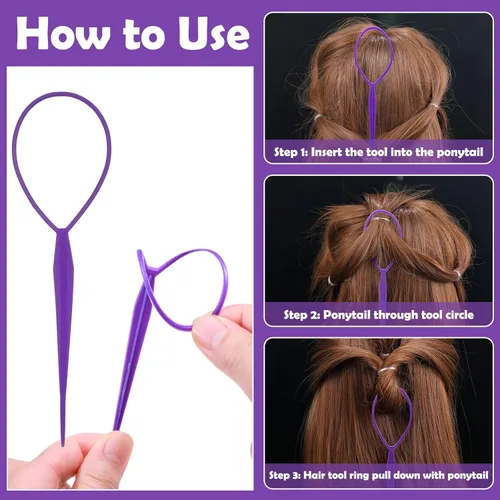 Vista 5 de Auroray Bandas de goma para el cabello pequeñas de 32 colores con 16 herramientas de peinado, 2000 piezas de ligas elásticas para el cabello de niña