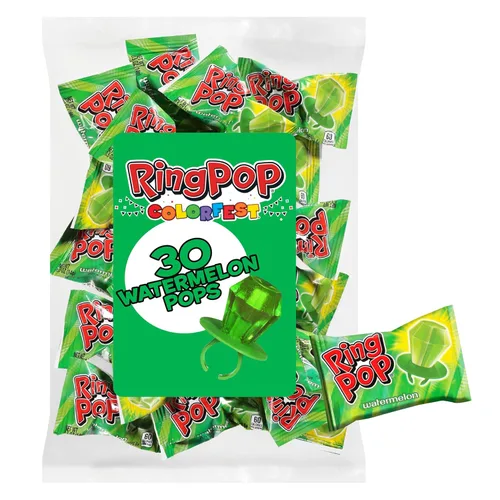 Vista 7 de Ring Pop caramelos de Navidad azules envueltos individualmente, paquete a granel de 30 piruletas, piruletas sabor frambuesa para niños, dulces
