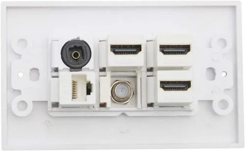 Vista 4 de Placa de Pared Óptica HDMI Paquete de 2, MOAVEQ Placa de Pared Toslink con Conector Keystone HDMI CAT6 Ethernet Coax TV Tipo F