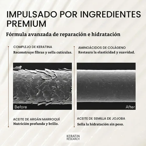 Vista 5 de Tratamiento de queratina profesional con shampoo aclarecedor Keratin Research, votado como el mejor en los Estados Unidos