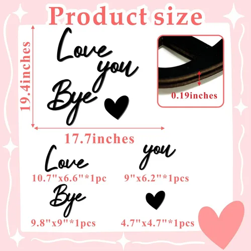 Vista 4 de Letrero con texto en inglés "Love You Bye", decoración de madera sobre la puerta, calcomanías de decoración para el día de San Valentín, calcomanías