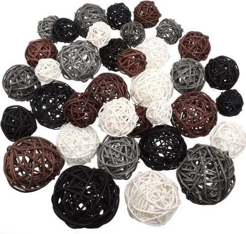 Vista 16 de Patelai 36 Piezas Bolas de Mimbre de Ratán Bolas Decorativas para Jarrón Centro de Mesa Cuencos Esferas de Relleno para Decoración del Hogar, 4 Boho
