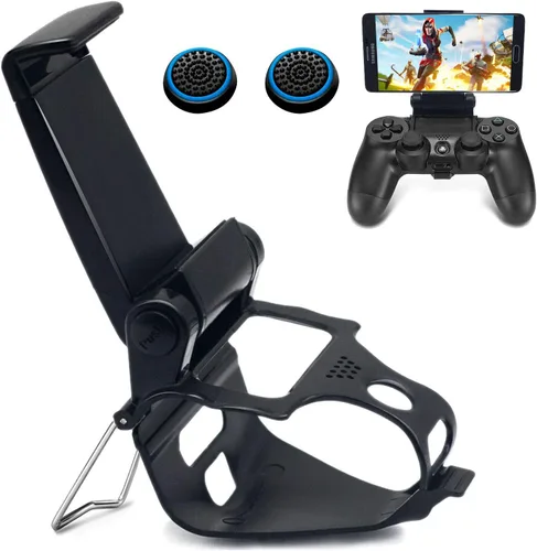 BRHE Phone Clip for PS4 Controller Mobile Gaming Mount Bracket Holder Adjustable Stand Clamp Compatible with iPhoneiOS, Android, for Playstation4