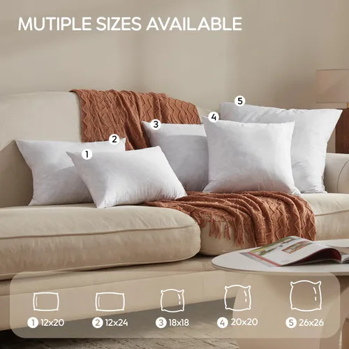 Vista 3 de Juego de 2 rellenos de almohada de plumas, suaves y esponjosas, rectangulares de 12 x 20 pulgadas, relleno de plumas y plumón para cama, sofá y cojín