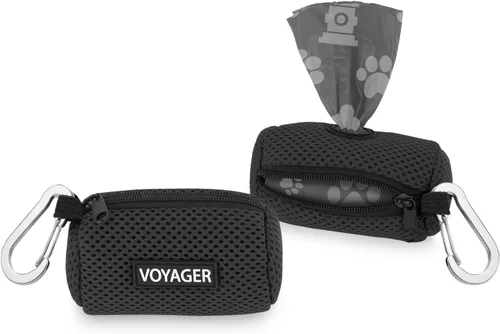 Vista 21 de Best Pet Supplies Paquete de 2 soportes para bolsas de excrementos de perro, con clip de correa, bolsa dispensadora de malla reutilizable