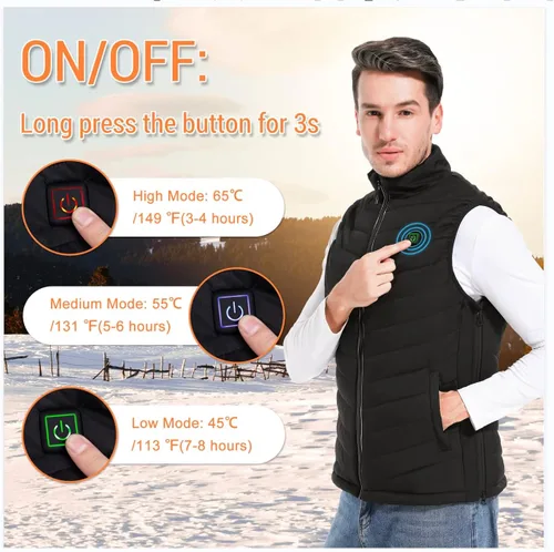 Vista 3 de NUNEWARES Heated Vest,USB Charging Lightweight Heated Jacket,Heating Clothing for Men Women,Outdoor