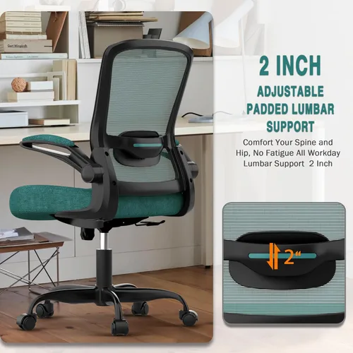 Vista 8 de Mimoglad Silla de Oficina, Silla de Escritorio Ergonómica con Soporte Lumbar Ajustable, Silla de Computadora de Malla de Respaldo Alto