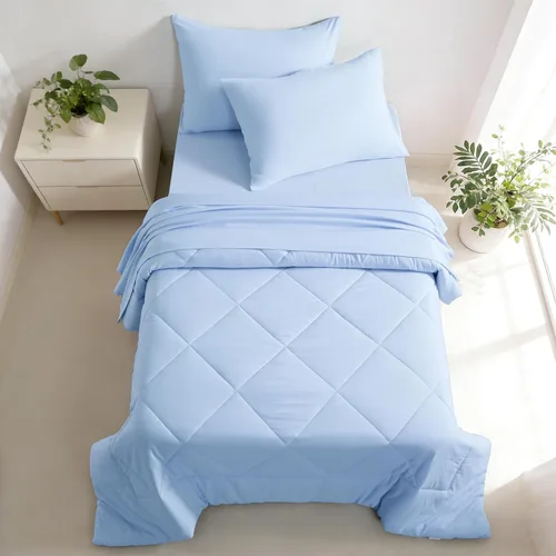 Vista 11 de FLXXIE Juego de ropa de cama para niños pequeños, juego de sábanas de microfibra para cuna, juego de ropa de cama para cuna de 4 piezas, incluye