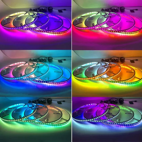 Vista 3 de Luces de anillo de neumáticos de 15.5 pulgadas con 288 luces LED de colores de ensueño para llantas de coche con control remoto y aplicación