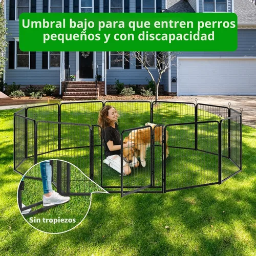Vista 2 de Kfvigoho Corralito para perros para exteriores, extra ancho, 16 paneles de valla resistente para perros, 32 pulgadas de altura, antioxidante