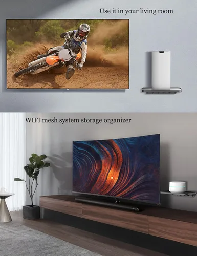 Vista 3 de Soporte de pared para Google WiFi, compatible con sistema WiFi Deco/Eero/Nest, compatible con soporte de montaje de altavoz inteligente para Negro