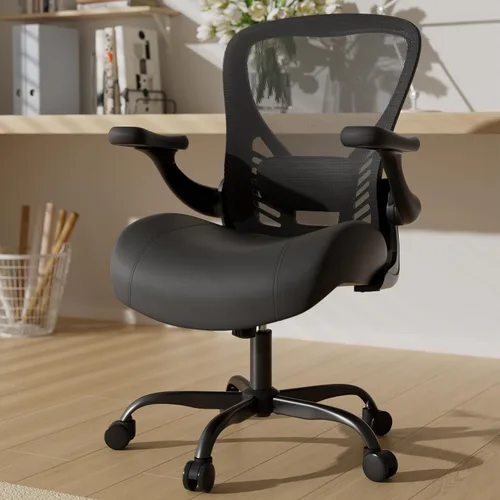 GYI Silla de oficina ergonómica con cojín de espuma viscoelástica, silla de Negro