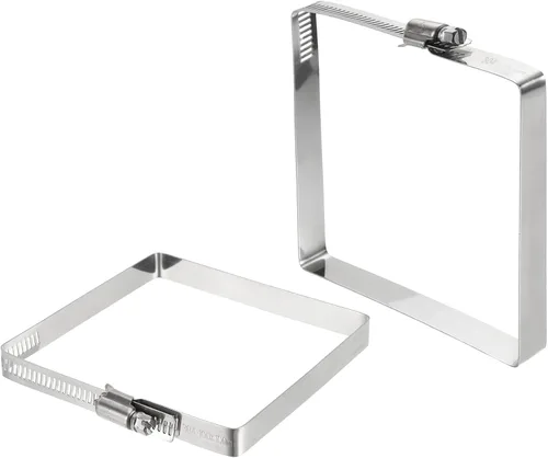 Vista 20 de uxcell 2 abrazaderas de manguera rectangulares de acero inoxidable 304, ajustables de 2 x 2 pulgadas, abrazaderas de tubo de conducto de engranaje