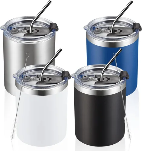 Vista 11 de MEWAY Paquete de 8 tazas de café de 12 onzas con tapa, taza de café reutilizable de acero inoxidable aislada, taza de café duradera de doble pared