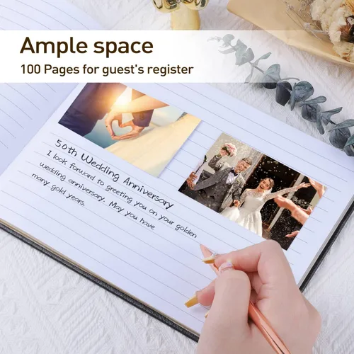 Vista 4 de JUBTIC Libro de invitados negro para funeral, libro de registro de invitados para recepción, boda, baby shower, cumpleaños, despedida de soltera