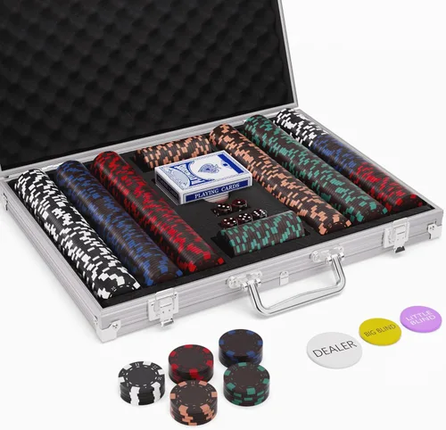 Vista 11 de Juego de 300 fichas de póquer numeradas para Texas Holdem, Blackjack, torneos con estuche de aluminio, 2 barajas de cartas, distribuidor, ciego