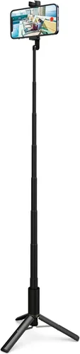 Elecom P-STSRS02ITABK Tripod Selfie Stick for Smartphones, 2-Way Built-in Holder with Accessory Shoe, Black