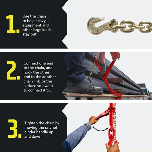 Vista 4 de Kit de carpeta de cadena de carga DC Cadena de carga de grado 70 extra larga de 20 pies de 3/8 pulgadas - y juego de carpetas de carga Cadena