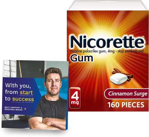Nicorette Goma de mascar de nicotina recubierta de 4 mg para ayudar a dejar de fumar con el programa de apoyo conductual, ayuda para dejar de fumar