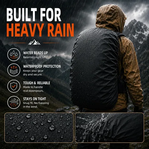 Vista 3 de Frelaxy - Funda impermeable para mochila, nivel de impermeabilidad de 10000 mm, estructura multicapa ultrarresistente mejorada, correa con hebilla