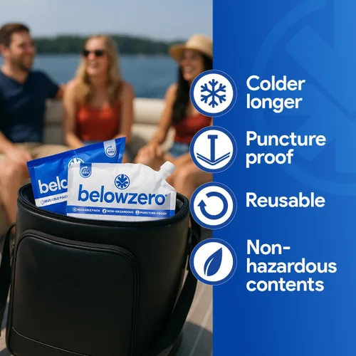 Vista 5 de Below Zero Paquetes de hielo precargados reutilizables para enfriadores Bloques de hielo de congelador de larga duración para acampar, bolsas