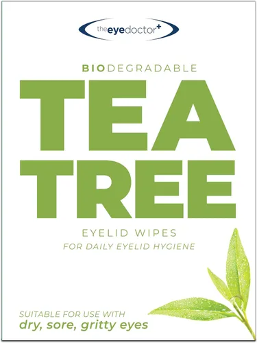 The Eye Doctor Toallitas para párpados de aceite de árbol de té, 20 toallitas de limpieza de ojos de un solo uso para el cuidado diario de la tapa,
