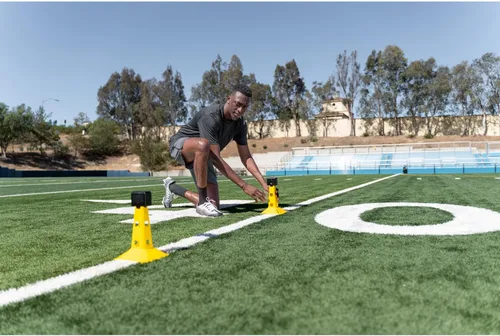 Vista 6 de SKLZ Speed Gates para deportes y entrenamiento atlético de velocidad, amarillo