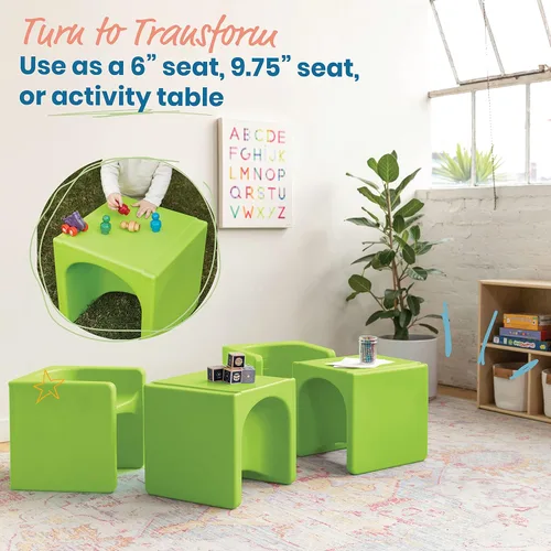 Vista 167 de ECR4Kids Tri-Me 3 en 1 silla cubo, muebles para niños, color azul polvo