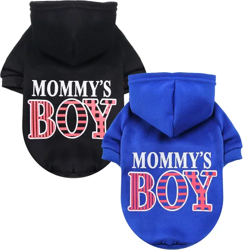 BAEMJK - Paquete de 2 sudaderas con capucha para perros pequeños, ropa para perros con agujero para la correa, sudadera suave y cálida para
