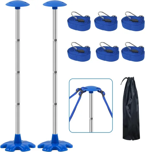 Vista 8 de Boat Cover Support Poles Stand 2 Pack with Anti-Slip Rubber Base, Boat Cover Support System Adjustable Height with Strap for Prevent Water from