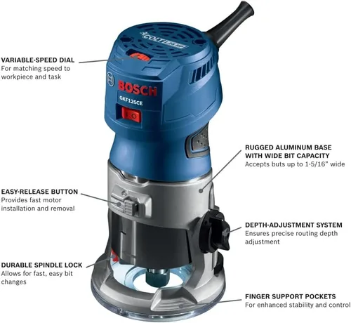 Vista 2 de Bosch GKF125CEN Colt 1.25 HP (máx.) Router de palma de velocidad variable