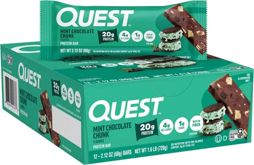 Vista 26 de Barras de proteínas Quest Nutrition Pastel de Cumpleaños, 20g de proteína, 1g de azúcar, 4g de carbohidratos netos, sin gluten, aptas para ceto, 12