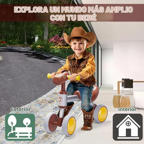 Vista 4 de PerKidern - Bicicleta de equilibrio para bebé de 1 a 2 años, niños y niñas, bicicleta de equilibrio para bebé de 12 a 24 meses, bicicleta de Marrón