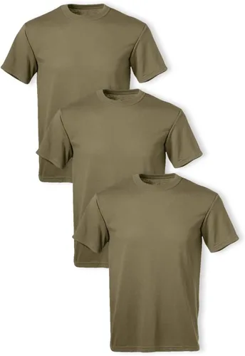Soffe Paquete de 3 camisetas militares de poliéster y algodón de Estados Unidos para hombre Canela