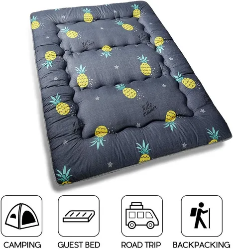 Vista 146 de Colchón futón japonés de piso gris constelación, de piso tatami, portátil, para acampar, para niños, sofá cama plegable enrollable con protector