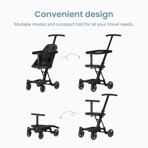 Vista 4 de Dream On Me, Coast Stroller Rider, ligera, con una sola mano, fácil de plegar, listo para viajar, resistente y ajustable, ruedas de paseo suave