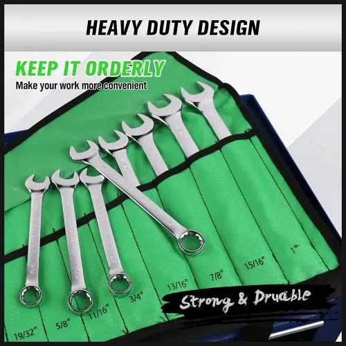 Vista 6 de SWANLAKE Juego de 32 llaves combinadas, SAE y métricas, 1/4"-1" y 7mm-22mm, 12 puntas, de acero cromo vanadio