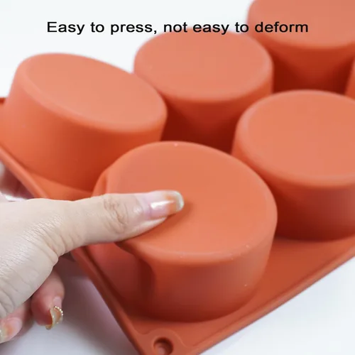 Vista 6 de Molde de silicona de 6 cavidades para hornear, gelatina, cupcake, chocolate, magdalenas, cubitos de hielo, antiadherente, flexible, resistente al