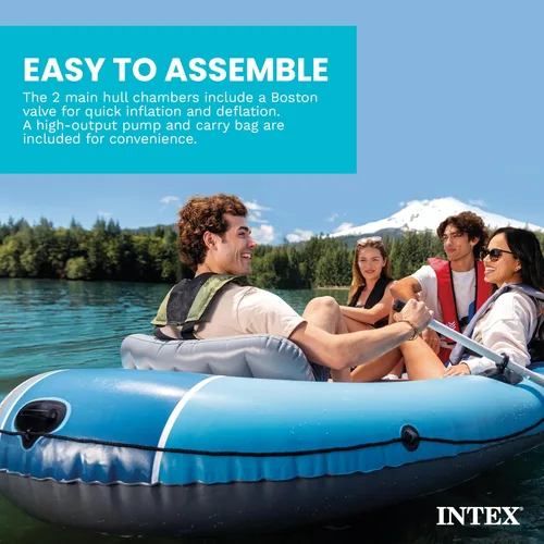 Vista 6 de INTEX 66324EP Excursion 4 Juego de botes inflables: incluye remos de aluminio de lujo de 54 pulgadas y bomba de alto rendimiento, asientos