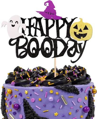 Vista 11 de 24 piezas de decoración de cupcakes de Halloween para despedida de soltero con purpurina, araña, bruja, murciélago, Halloween, cupcakes